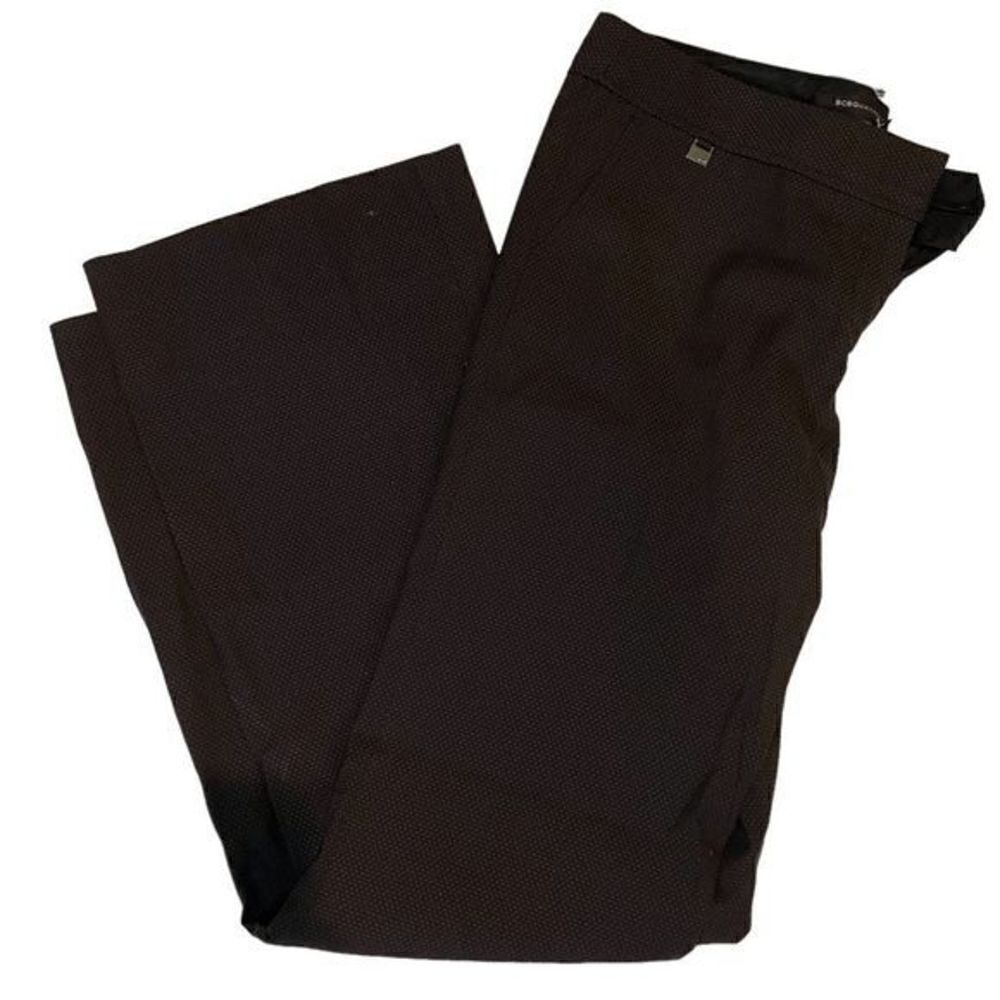BCBG Textured Wide Leg Black Chocolate Brown Pants 10 NEW work tailored dress